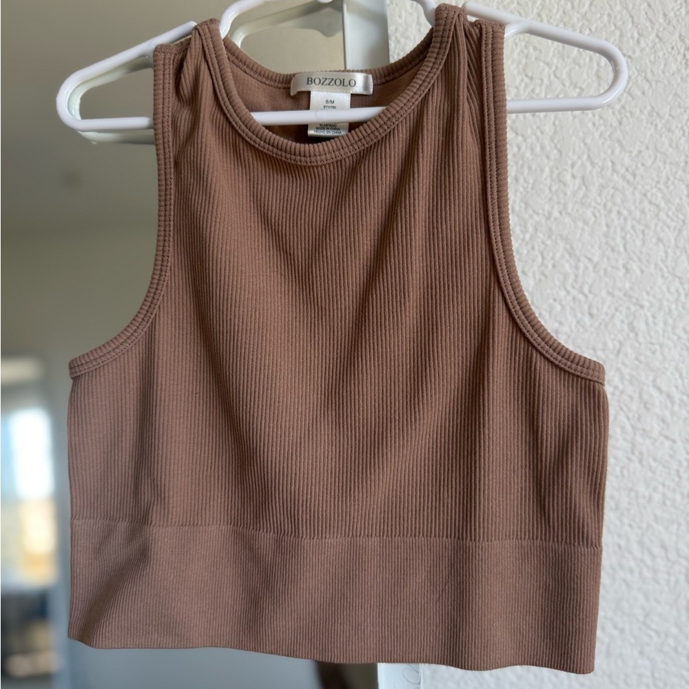 Bozzolo Women's Tan Ribbed Tank Top